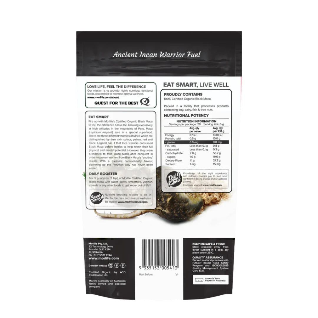 Black Maca Powder Certified Organic 100g