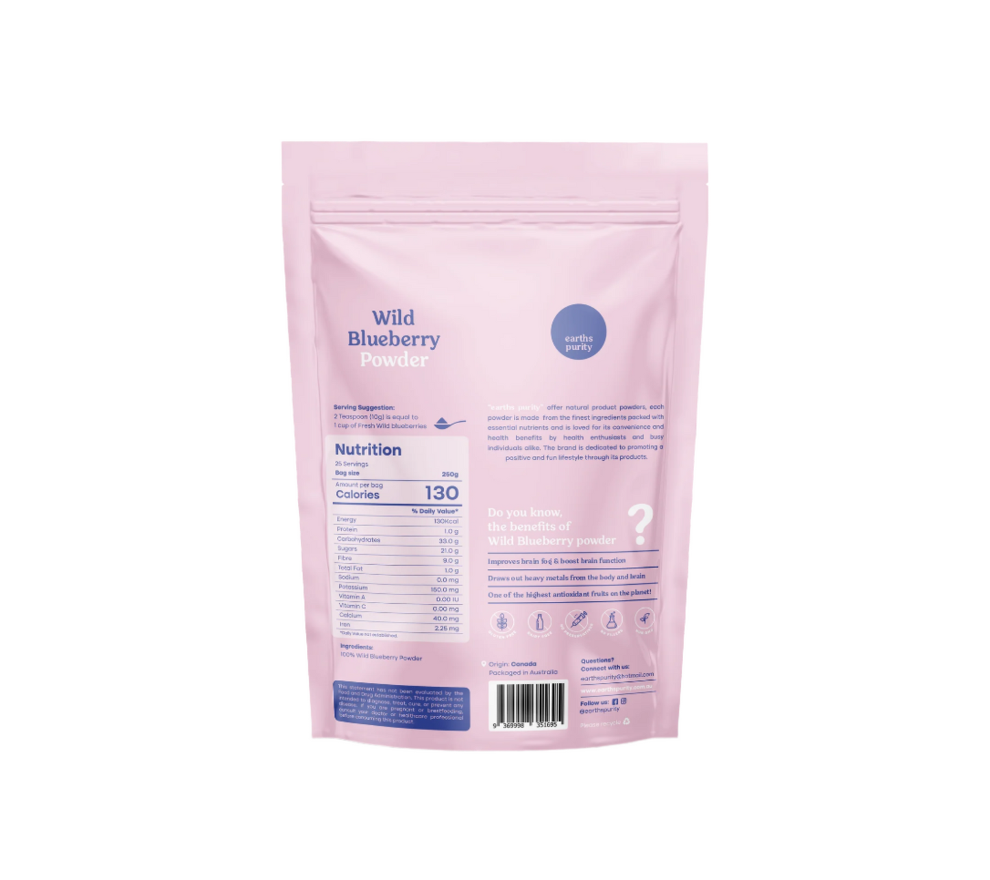 Wild Blueberry Powder 250g (Wild Grown)